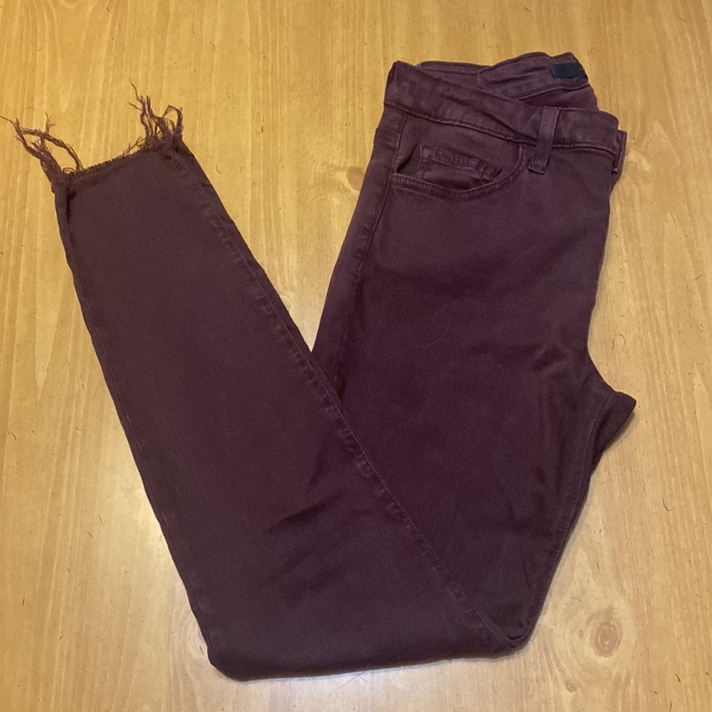 Joe’s The Icon Burgundy Pants Mid Rose Skinny Ankle Women’s Size W28